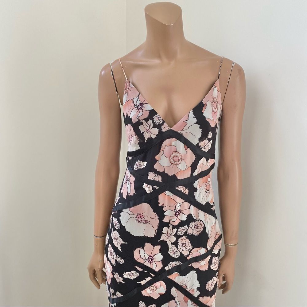 NEW Kay Unger Black pink Floral Silk Maxi Dress 4 - Picture 5 of 13